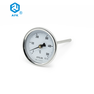 Back Connection Bimetal Thermometer 500 Degrees Industrial