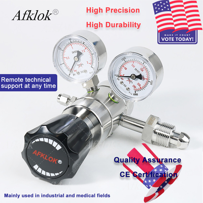 quality Régulateur de pression en acier inoxydable à deux étages d'entrée 4000 sortie 30psi pour l'approvisionnement en gaz d'azote, d'oxygène et de CO2 en laboratoire factory